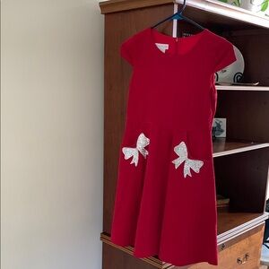 Red Kids Dress with Bow Accents